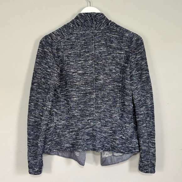 VINCE Drape Women’s Blue Drape Neck Tweed Jacket Open Front Long Sleeve Size M - Picture 3 of 9